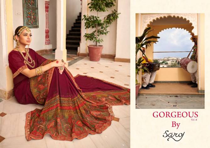 Saroj Gorgeous 4 Casual Daily Wear Georgette Printed Stylish  Saree Collection